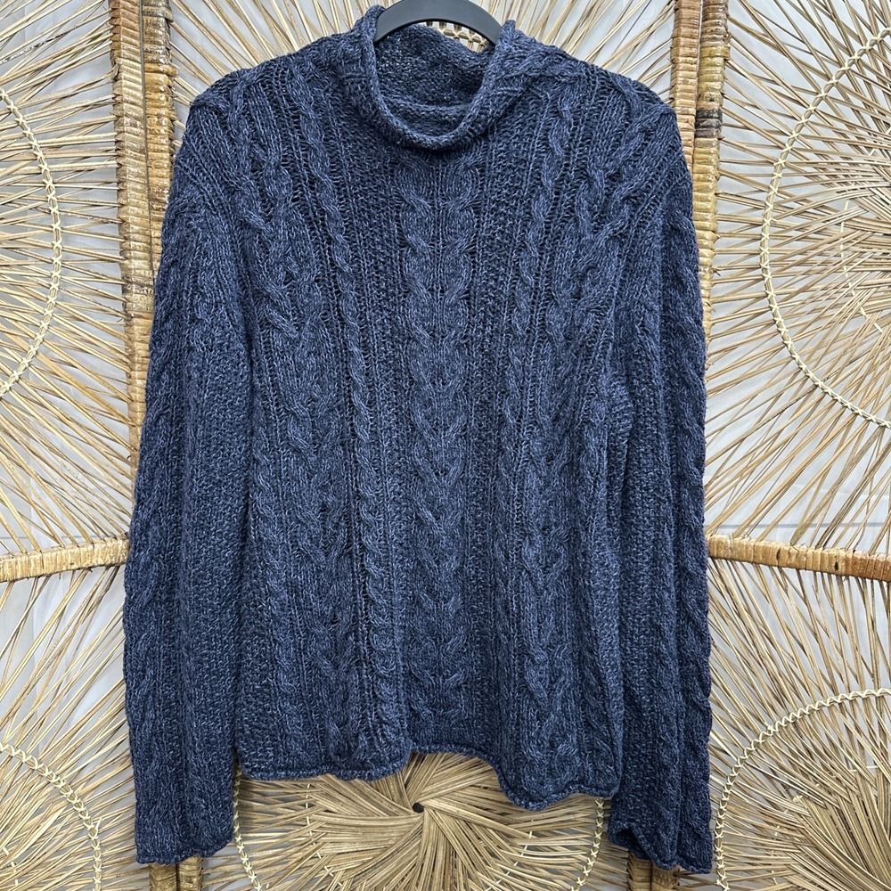Lauren Ralph Lauren Jeans Co Women's Sweater Sz XL Roll Neck Cable Knit